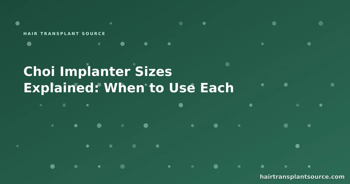 Stylised cover art for “Choi Implanter Sizes Explained: When to Use Each” — instrument grid motif in brand greens (Instruments & Suppliers series)