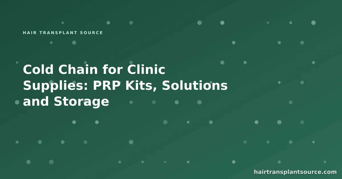 Stylised cover art for “Cold Chain for Clinic Supplies: PRP Kits, Solutions and Storage” — instrument grid motif in brand greens (Instruments & Suppliers series)