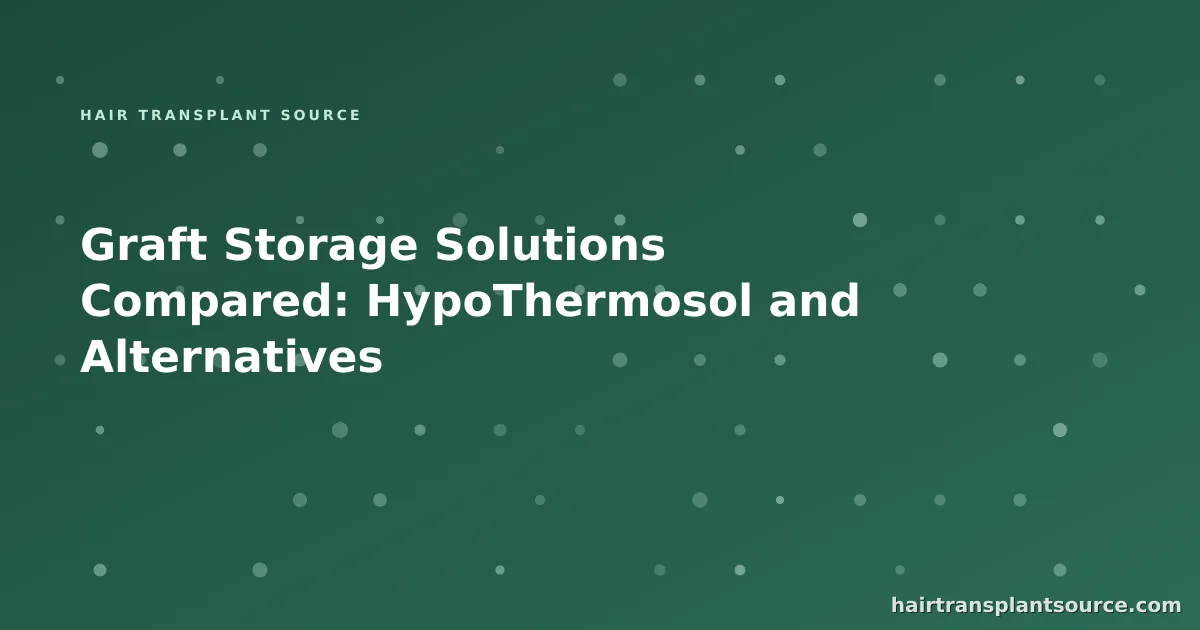 Stylised cover art for “Graft Storage Solutions Compared: HypoThermosol and Alternatives” — instrument grid motif in brand greens (Instruments & Suppliers series)