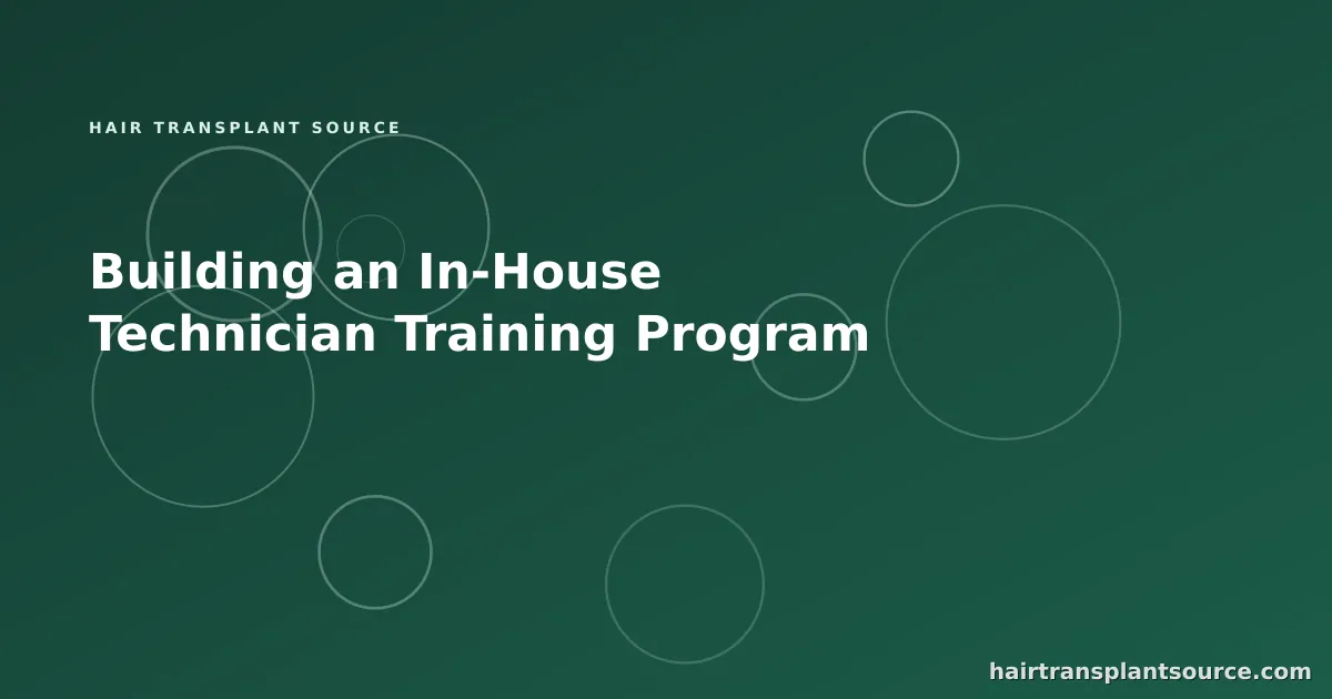 Stylised cover art for “Building an In-House Technician Training Program” — linked-nodes motif in brand greens (Team & Operations series)