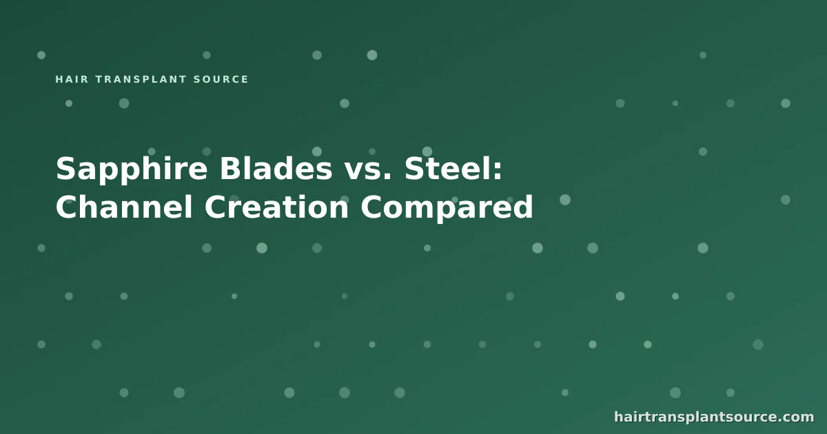 Stylised cover art for “Sapphire Blades vs. Steel: Channel Creation Compared” — instrument grid motif in brand greens (Instruments & Suppliers series)